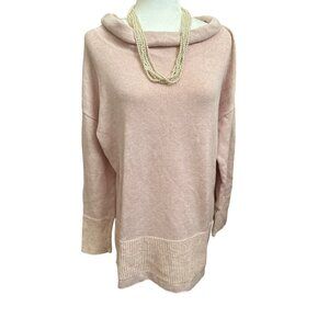 Pure Jill Light Pink Cowell Neck Wool Blend Sweater Size M